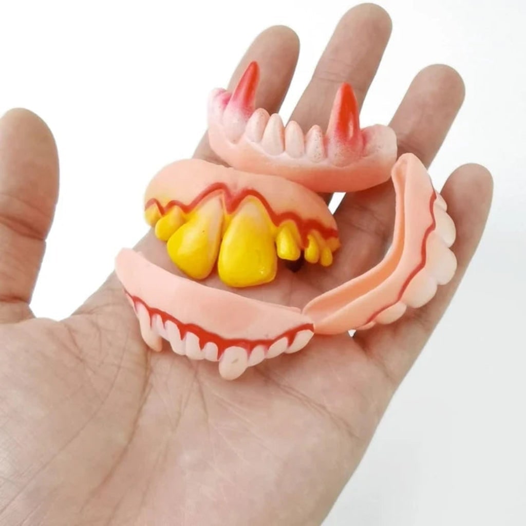 Halloween Vampire Costume Fake Teeth Partials with Fangs and Moulded Gums
