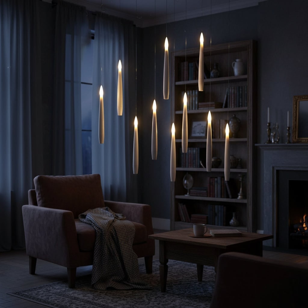 Halloween Flameless LED Taper Candles with Remote Control and Flickering Glow