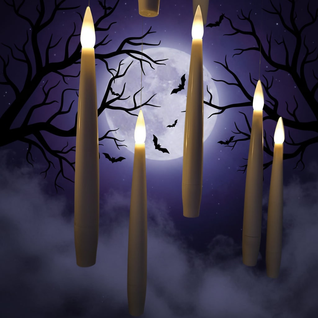 Halloween Candles Flameless LED Taper Set with Wand Remote and Hanging Battery Wire