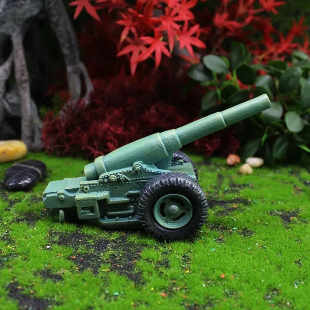 Funny Halloween Garden Gnome Figurine with Cannon Two Piece Resin Fairy Decor Set