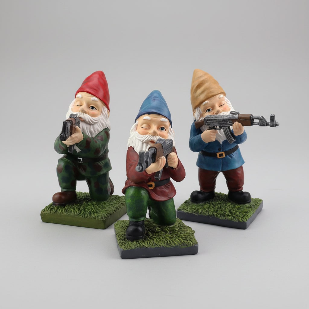 Halloween Garden Decorations Funny Tactical Gnome Resin Figurine for Outdoor Display