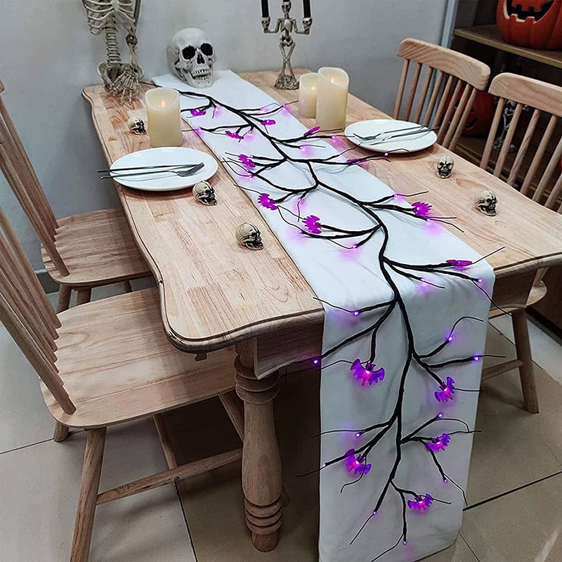 Outdoor Garland with Twig Vines and Battery Powered LED Lights for Mantels