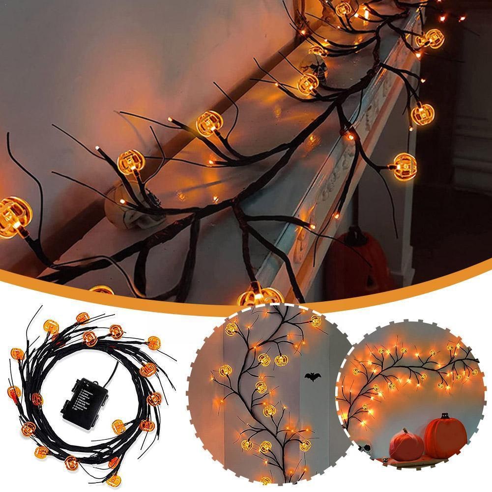 Outdoor Garland with Twig Vines and Battery Powered LED Lights for Mantels