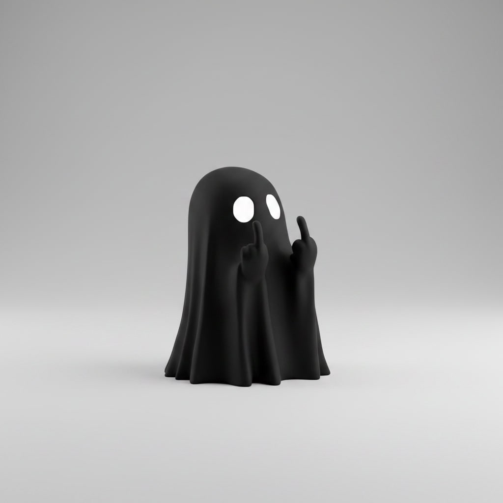 Halloween Figurine Cheeky Ghost Tabletop Resin Decoration with Rude Hand Gesture