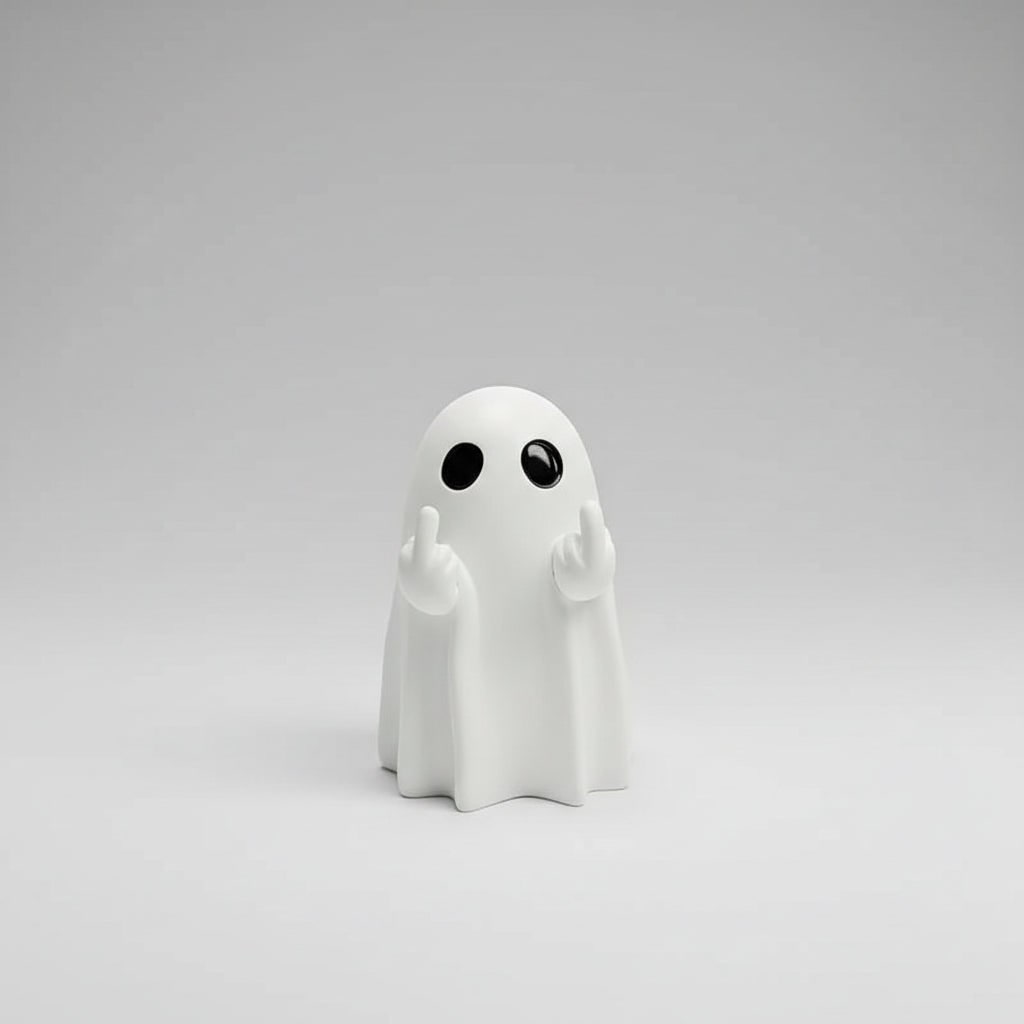 Halloween Figurine Cheeky Ghost Tabletop Resin Decoration with Rude Hand Gesture