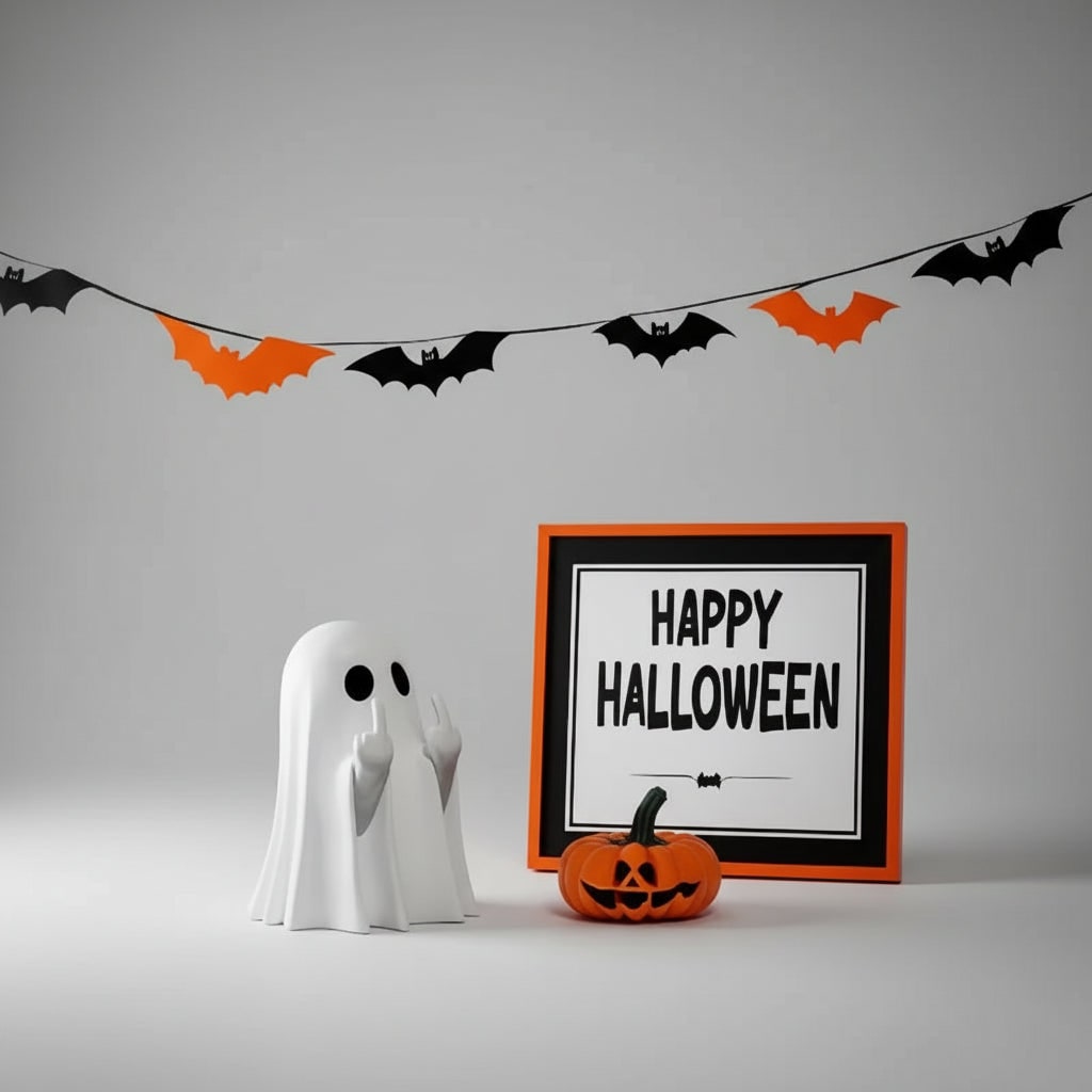 Halloween Figurine Cheeky Ghost Tabletop Resin Decoration with Rude Hand Gesture