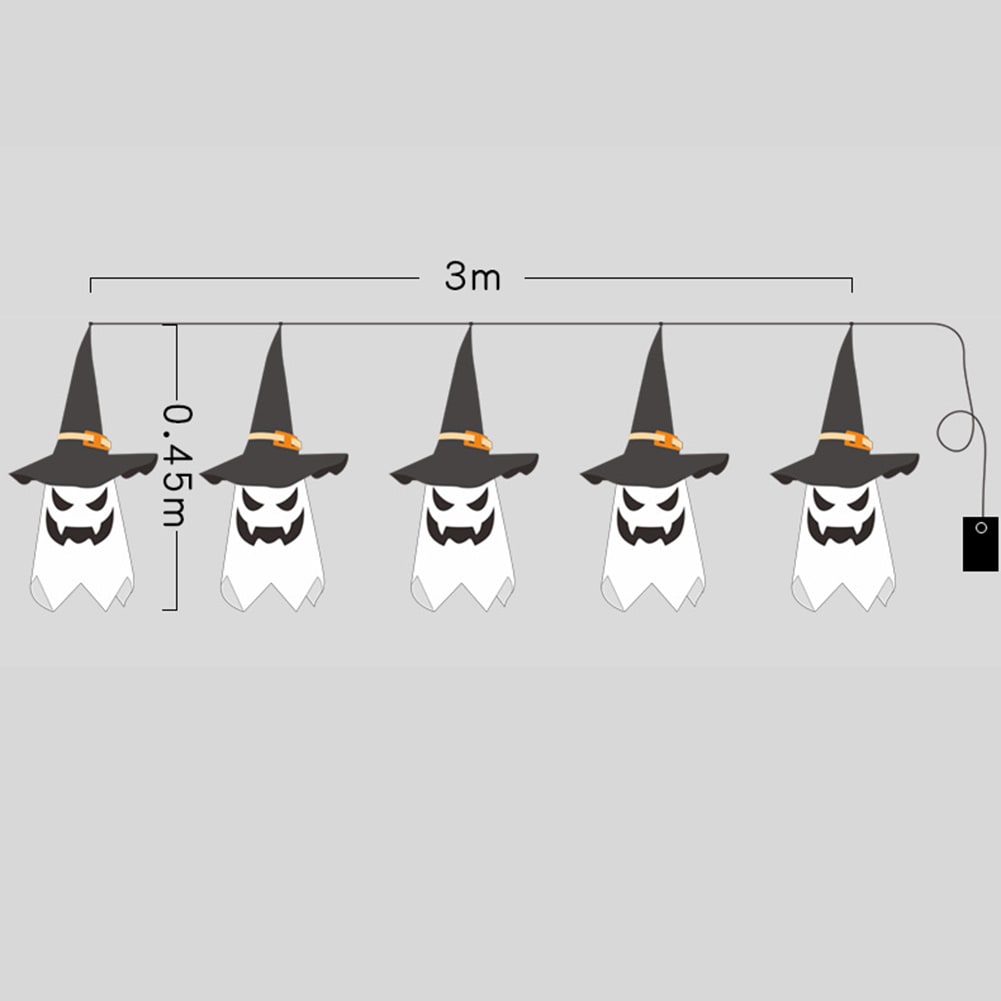 Halloween Party Decorations Hanging Ghost Light with Glowing LED String and Witch Hat