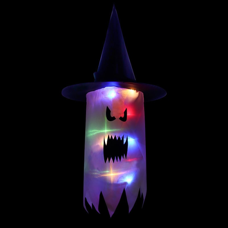 Halloween Party Decorations Hanging Ghost Light with Glowing LED String and Witch Hat