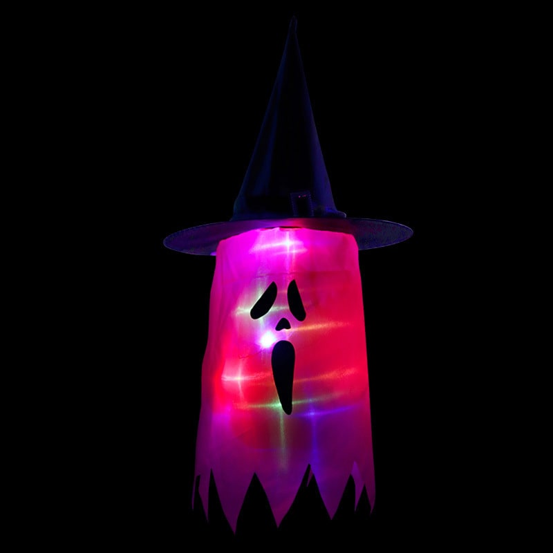 Halloween Party Decorations Hanging Ghost Light with Glowing LED String and Witch Hat