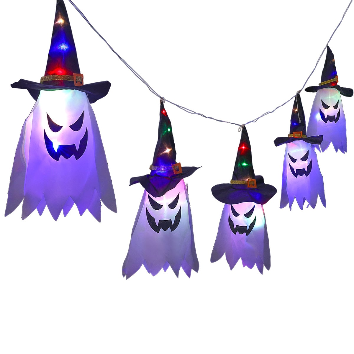 Halloween Party Decorations Hanging Ghost Light with Glowing LED String and Witch Hat
