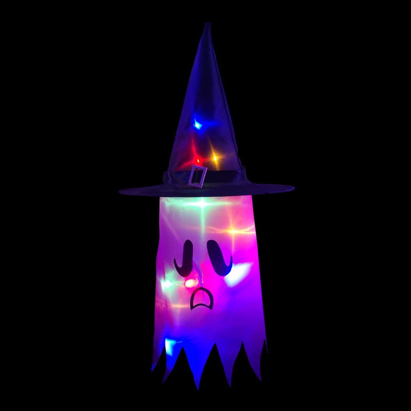 Halloween Party Decorations Hanging Ghost Light with Glowing LED String and Witch Hat