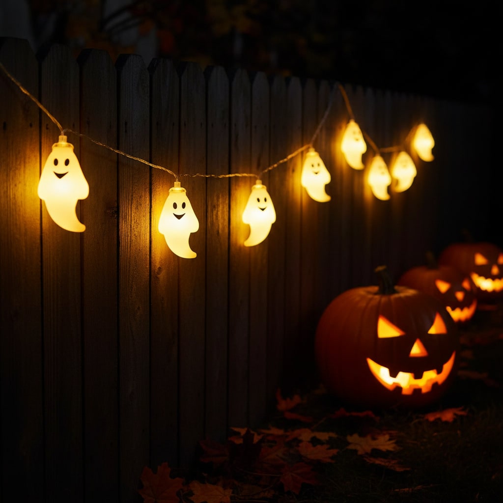 Halloween Decorations Outdoor Ghost Fairy Lights with 10 LED Battery Operated Patio Party Set