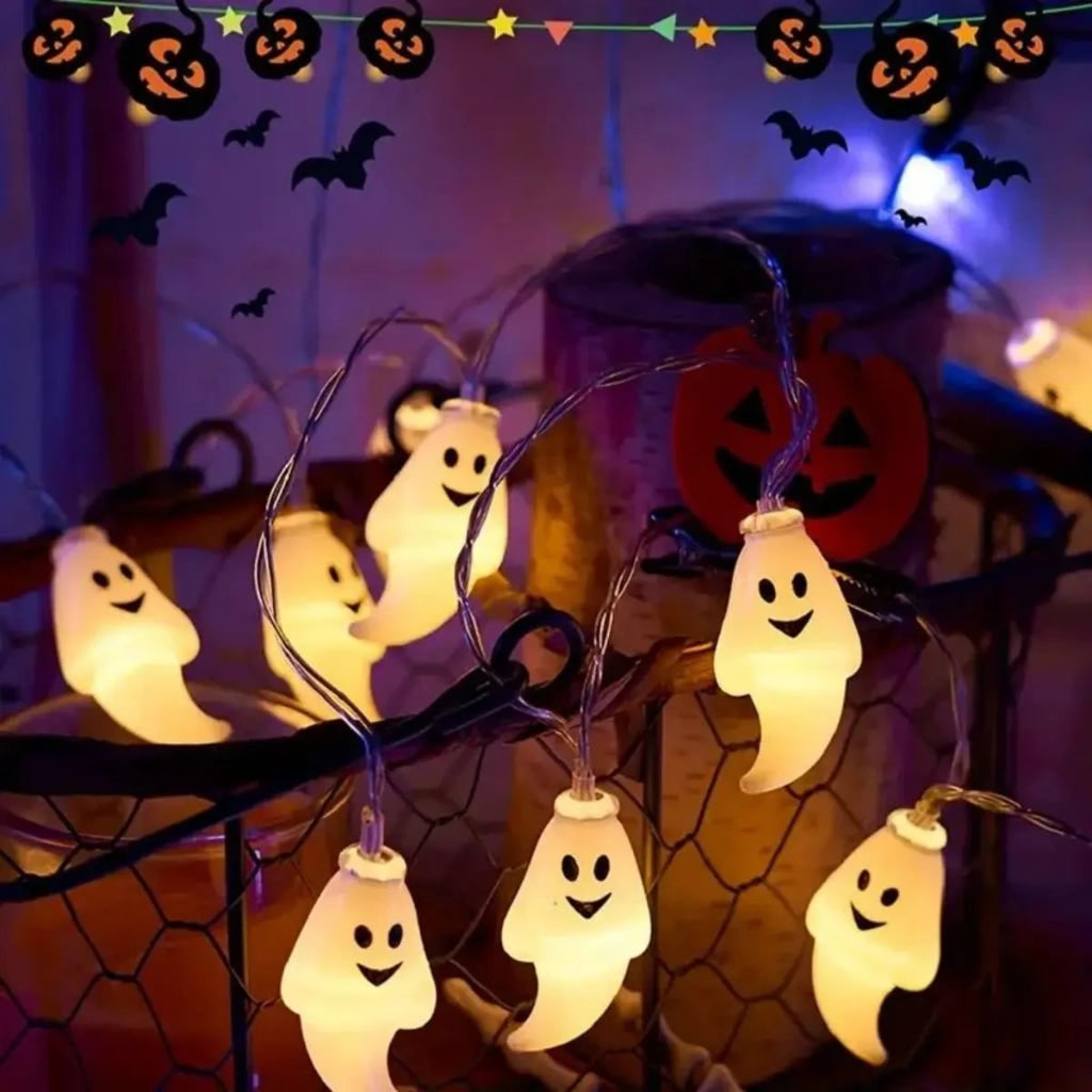 Halloween Decorations Outdoor Ghost Fairy Lights with 10 LED Battery Operated Patio Party Set
