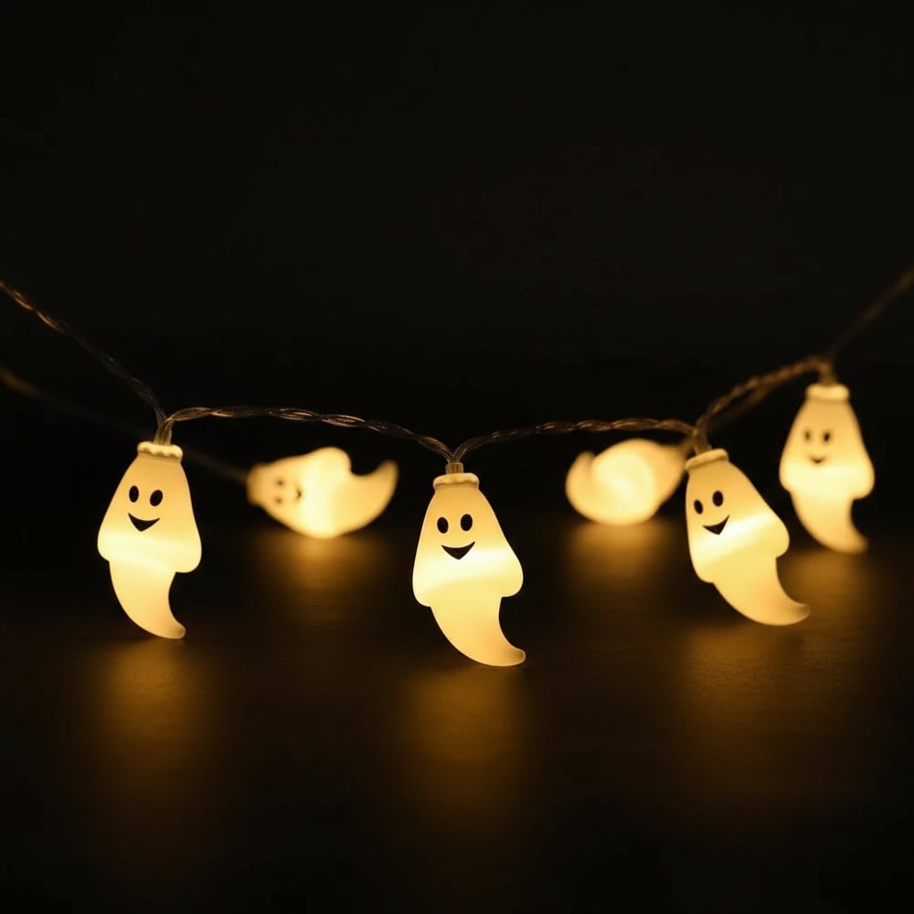 Ghost Halloween Lights Outdoor Battery Powered LED String for Patio and Garden