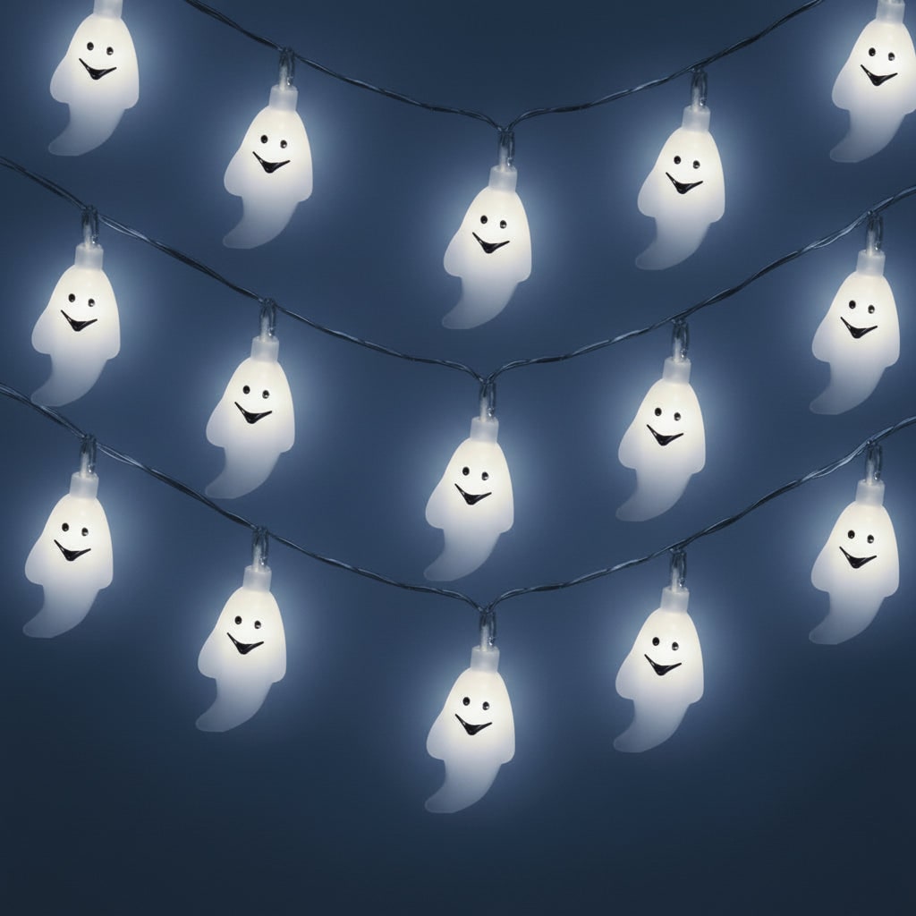 Ghost Halloween Lights Outdoor Battery Powered LED String for Patio and Garden