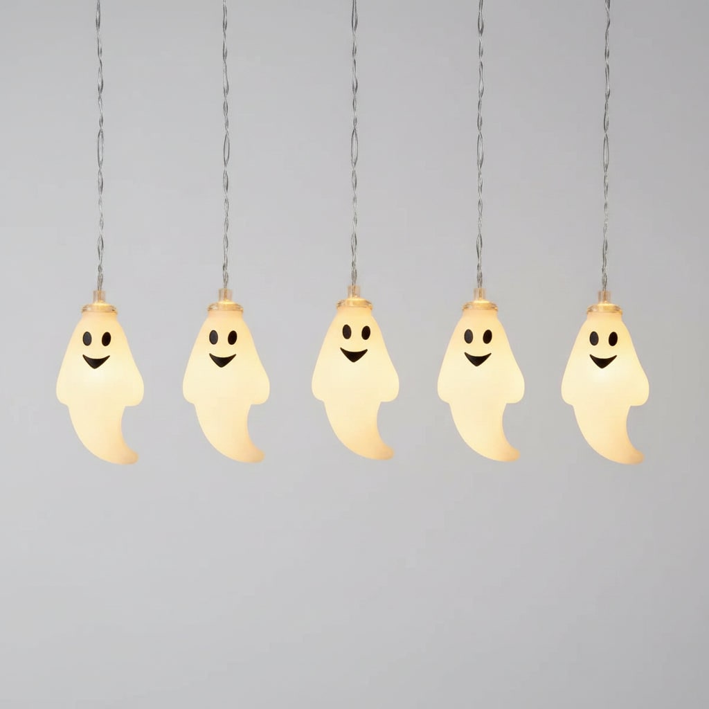 Ghost Halloween Lights Outdoor Battery Powered LED String for Patio and Garden