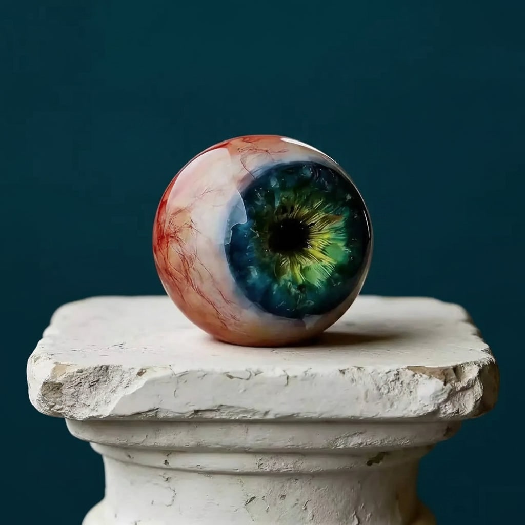 Realistic Eyeball Halloween House Decorations with Glossy Finish and Three Legged Stand