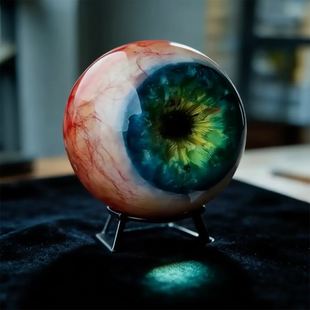 Realistic Eyeball Halloween House Decorations with Glossy Finish and Three Legged Stand