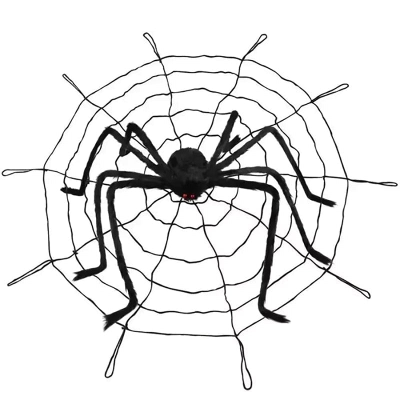 Giant Spider Web Decoration with Poseable Wire Legs for Outdoor Garden Display
