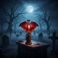 LED Light Table Lamp for Halloween Battery Powered Cordless Gothic Bat with Red Wings