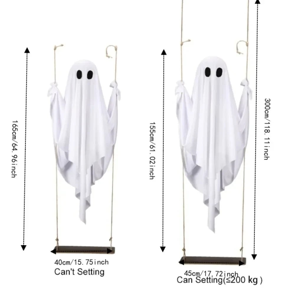 Halloween Decorations Outdoor Hanging Ghost Swing with Remote Control LED Lights for Yard Party
