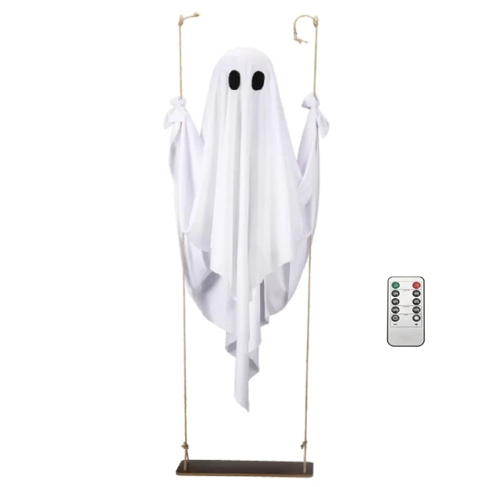 Halloween Decorations Outdoor Hanging Ghost Swing with Remote Control LED Lights for Yard Party