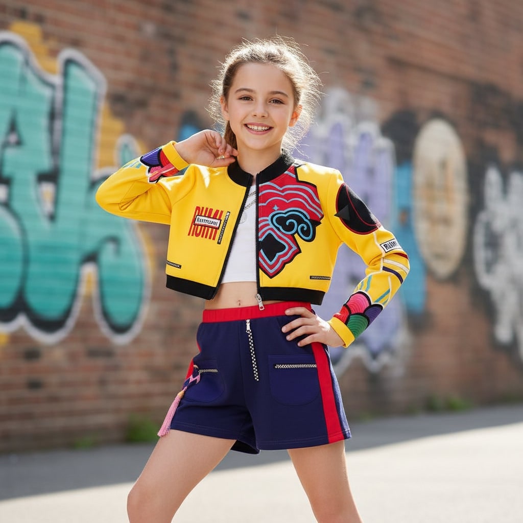 Halloween Costumes for Girls Hip Hop Dance Party with Crop Top Shorts and Joggers