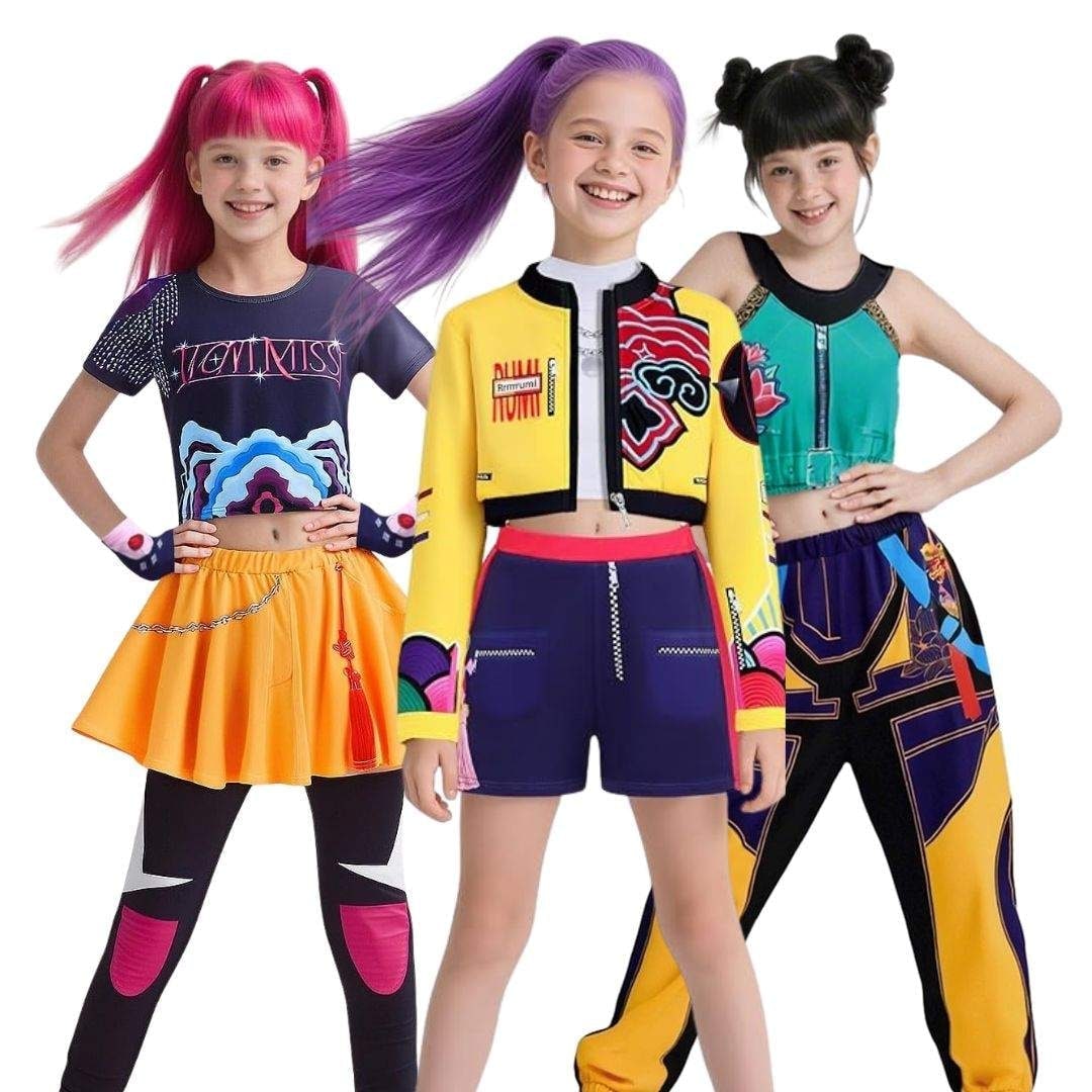 Halloween Costumes for Girls Hip Hop Dance Party with Crop Top Shorts and Joggers