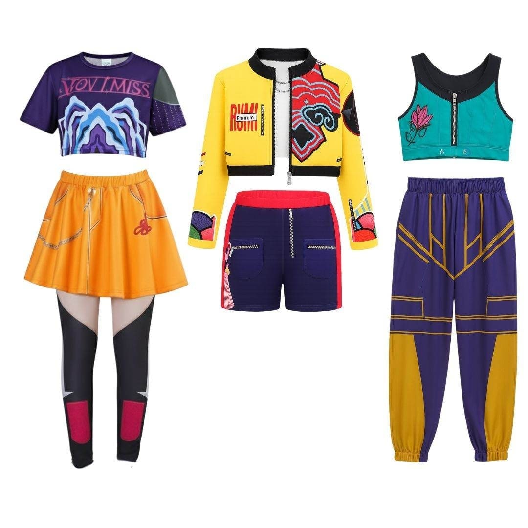 Halloween Costumes for Girls Hip Hop Dance Party with Crop Top Shorts and Joggers