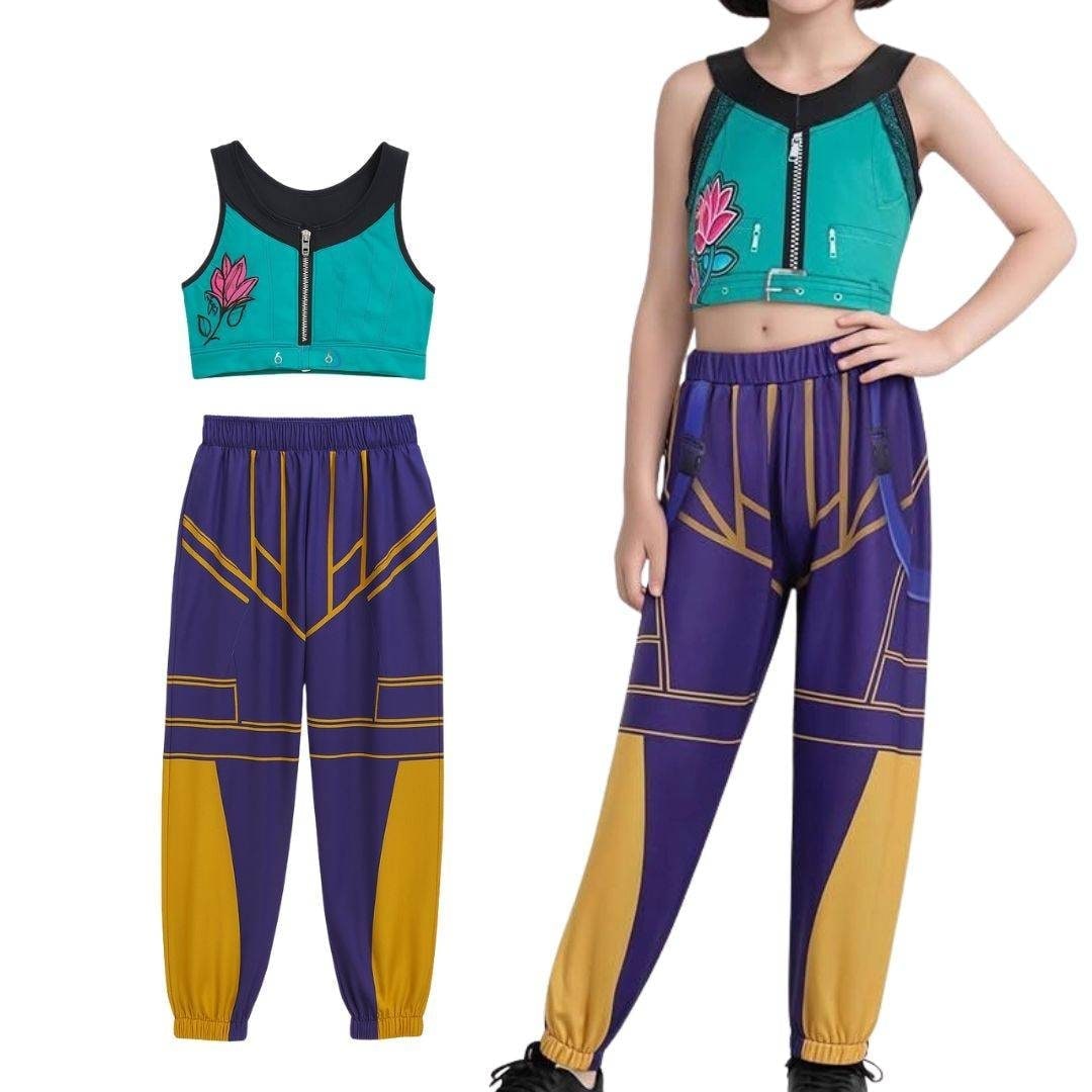 Halloween Costumes for Girls Hip Hop Dance Party with Crop Top Shorts and Joggers