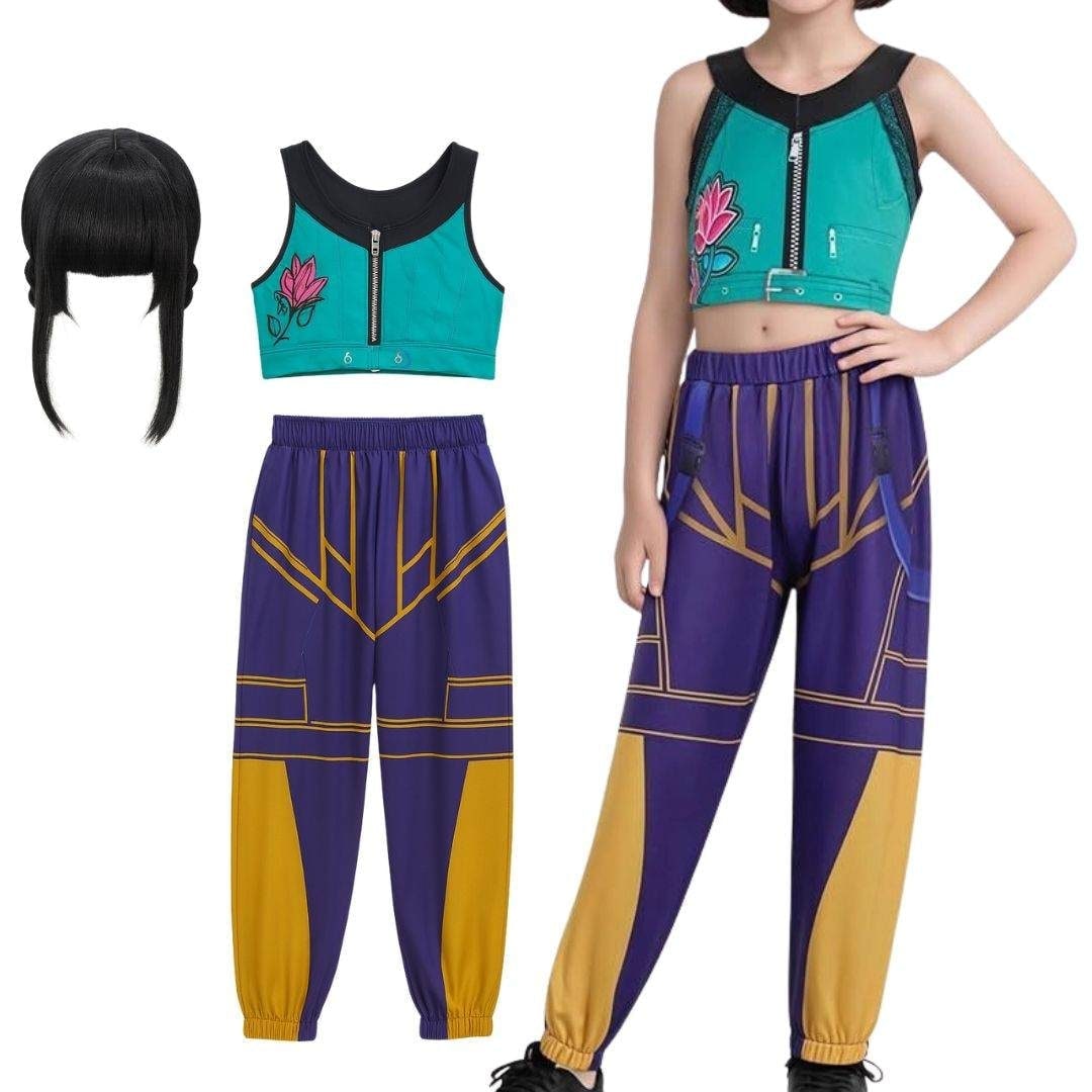 Halloween Costumes for Girls Hip Hop Dance Party with Crop Top Shorts and Joggers