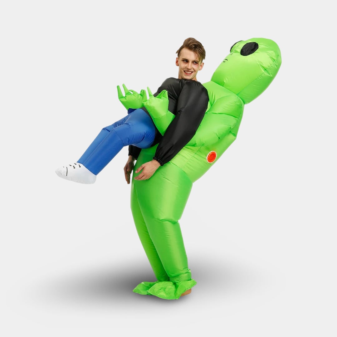 Inflatable Alien Costume Blow Up Piggyback Outfit with Built In Fan