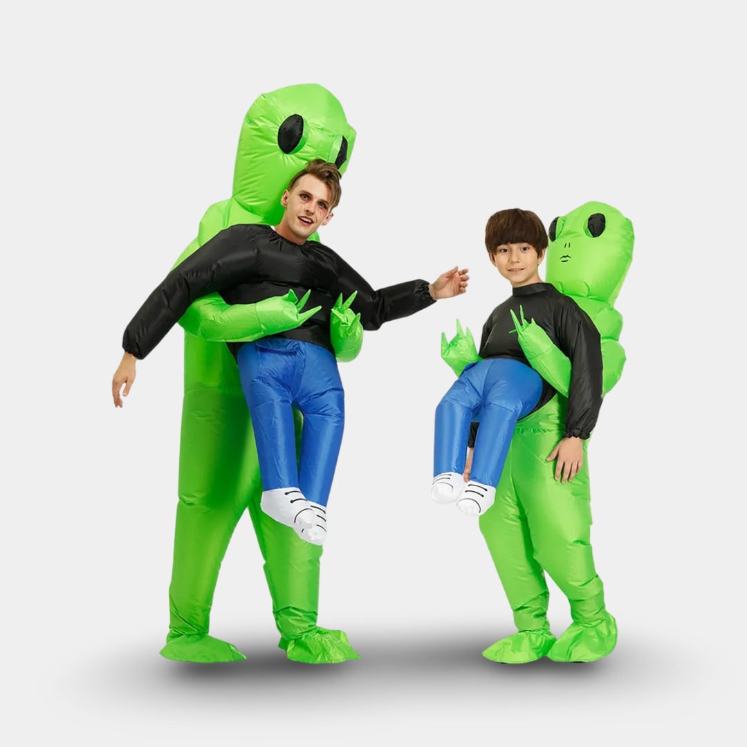 Inflatable Alien Costume Blow Up Piggyback Outfit with Built In Fan