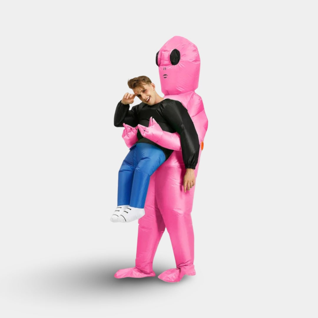 Inflatable Alien Costume Blow Up Piggyback Outfit with Built In Fan
