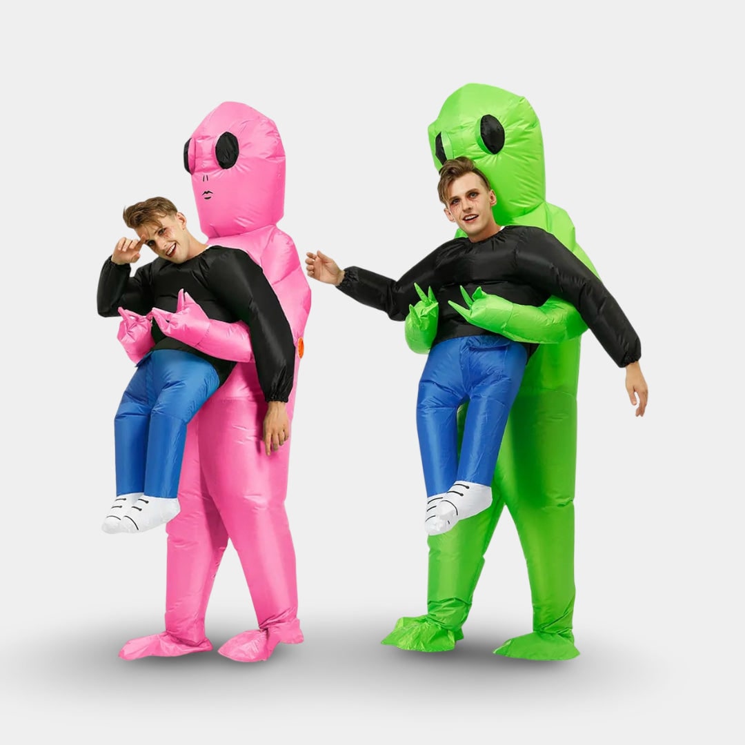 Inflatable Alien Costume Blow Up Piggyback Outfit with Built In Fan
