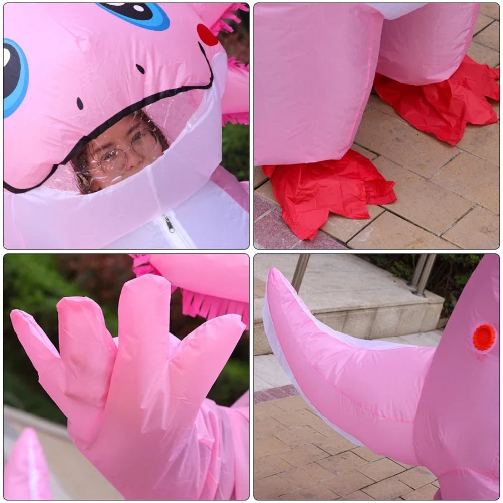 Inflatable Halloween Costumes Adult Axolotl Blow Up Suit with Battery Fan and Zip Front