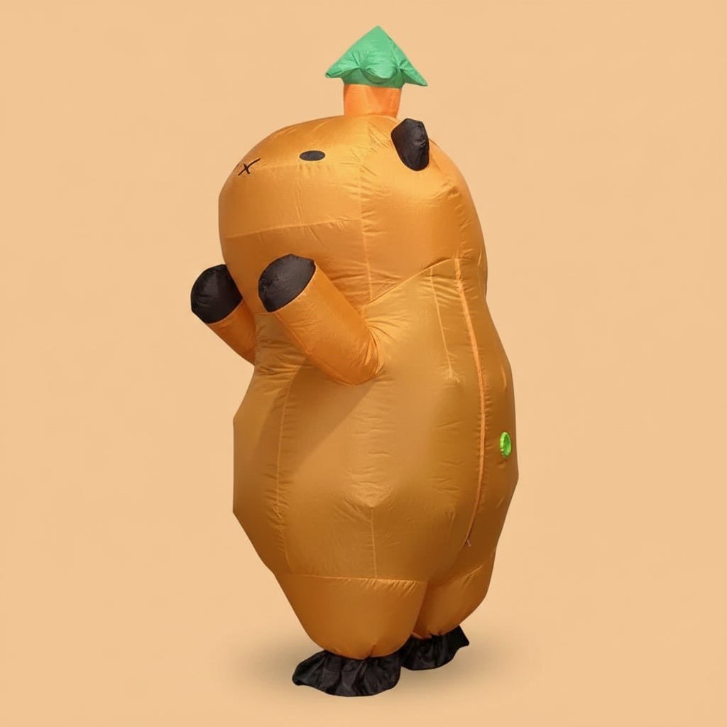 Inflatable Halloween Costume Capybara Suit with Built In Fan and Mesh Window