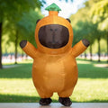 Funny Halloween Costume Inflatable Capybara Suit with Leaf Hat and Built-In Blower Fan