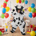 Inflatable Halloween Costumes Blow Up Cow Suit with Hoof Covers and Built-In Fan for Adults