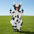 Inflatable Cow Costume with Open Face Hood and Hoof Covers for Funny Animal Dress Up