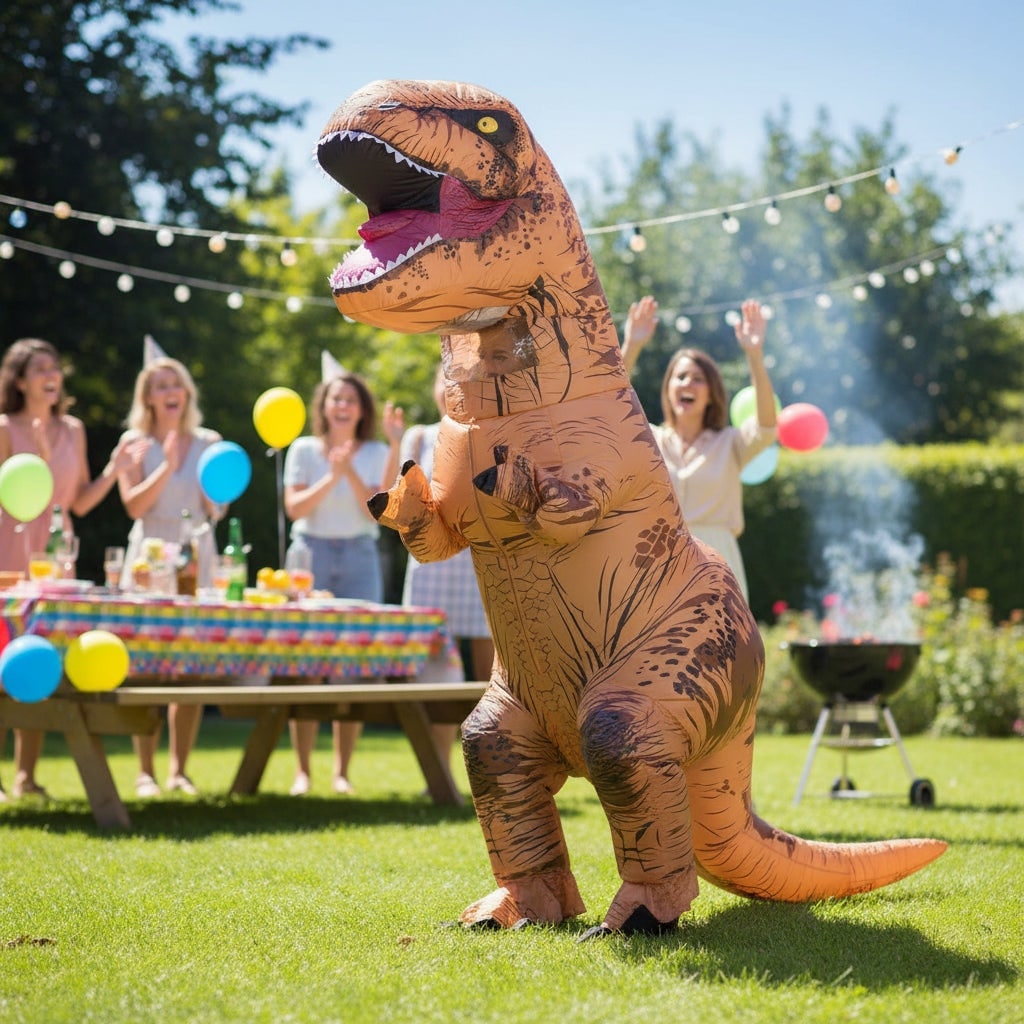 T Rex Inflatable Costume for Halloween Blow Up Full Body Dinosaur Suit with Built-In Fan