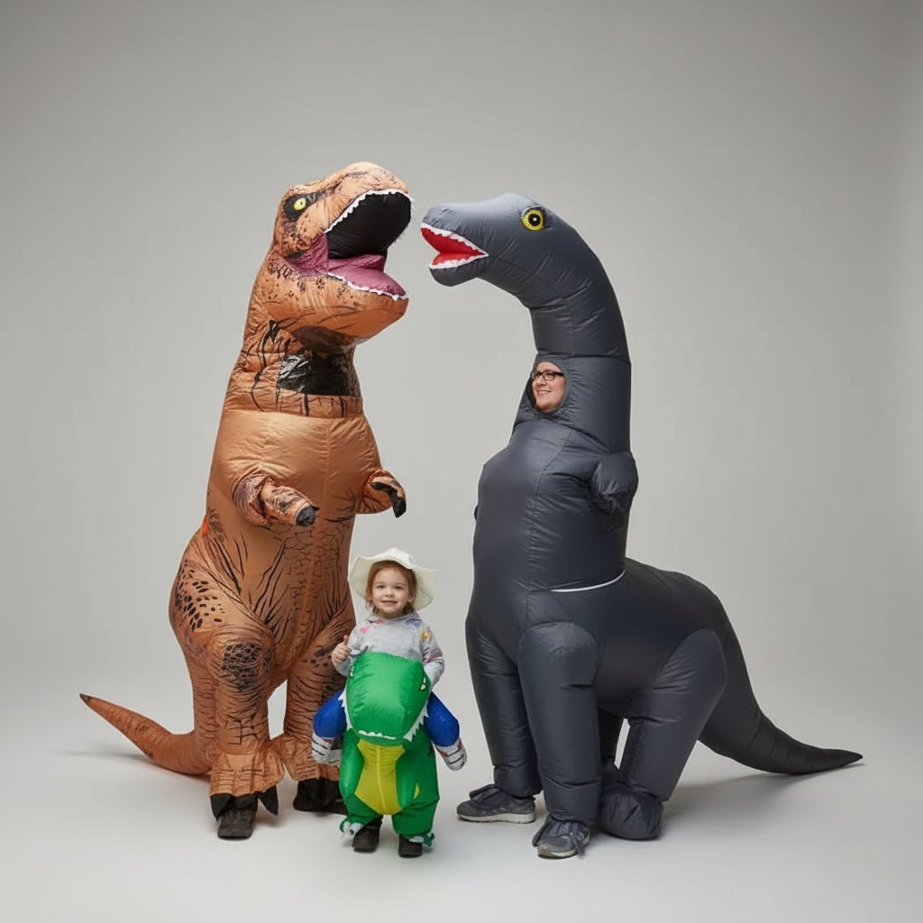 Inflatable Dinosaur Costume Long Neck Sauropod Suit with Built In Fan for Parties