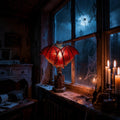LED Light Bat Table Lamp with Translucent Wings and Gothic Cathedral Base