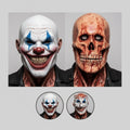Peel Off Clown Halloween Costume Mask Double Layer Latex with Bloody Skull Reveal