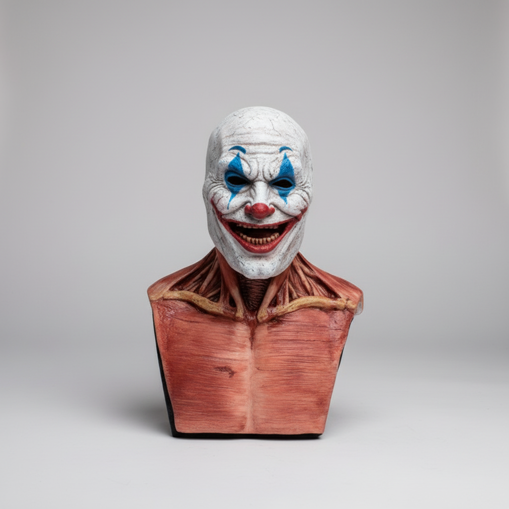 Peel Off Clown Halloween Costume Mask Double Layer Latex with Bloody Skull Reveal