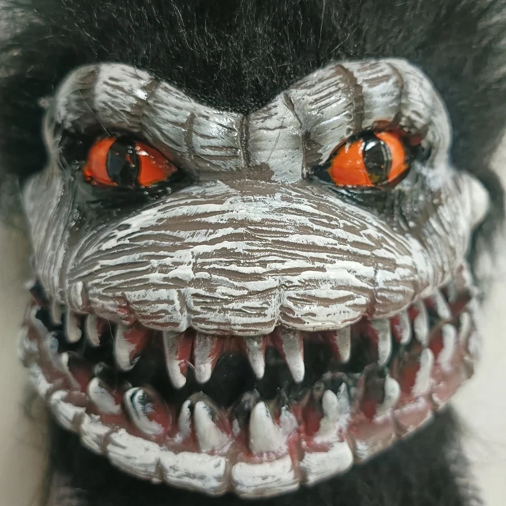 Halloween Monsters Plush Toy with Faux Fur Moulded Fanged Face and Glossy Orange Eyes