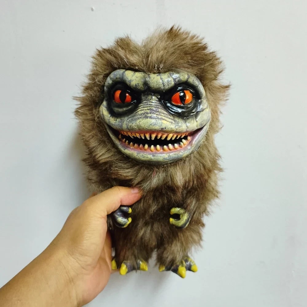 Halloween Monsters Plush Toy with Faux Fur Moulded Fanged Face and Glossy Orange Eyes