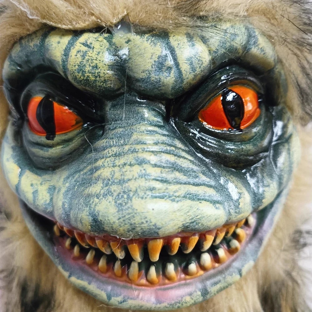 Halloween Monsters Plush Toy with Faux Fur Moulded Fanged Face and Glossy Orange Eyes