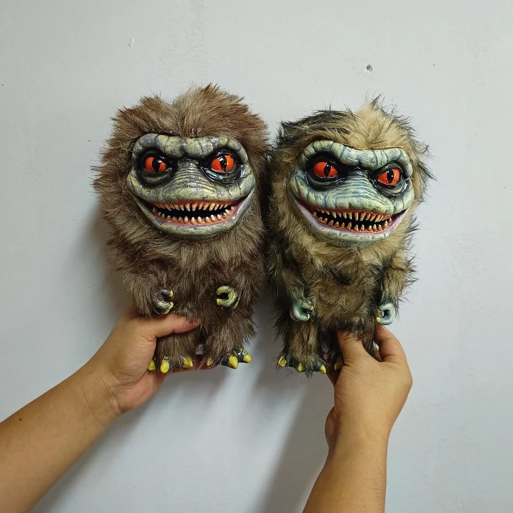 Halloween Monsters Plush Toy with Faux Fur Moulded Fanged Face and Glossy Orange Eyes