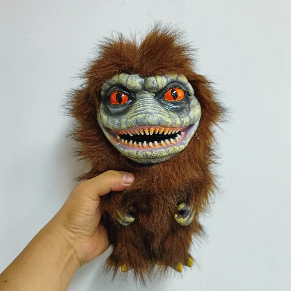 Halloween Monsters Plush Toy with Faux Fur Moulded Fanged Face and Glossy Orange Eyes